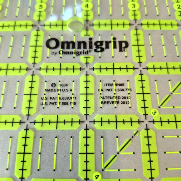 Omnigrip by Omnigrid #RN85 Acyrlic Ruler 8 1/2" x 8 1/2" Sewing Quilting Craft - Picture 2 of 6
